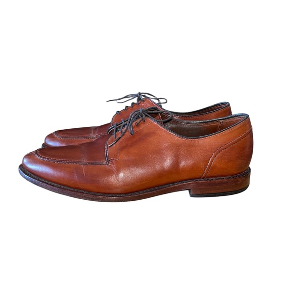 Allen Edmonds LaSalle Split Toe Derby Mens 12 Cognac Brown Leather Dress Shoes